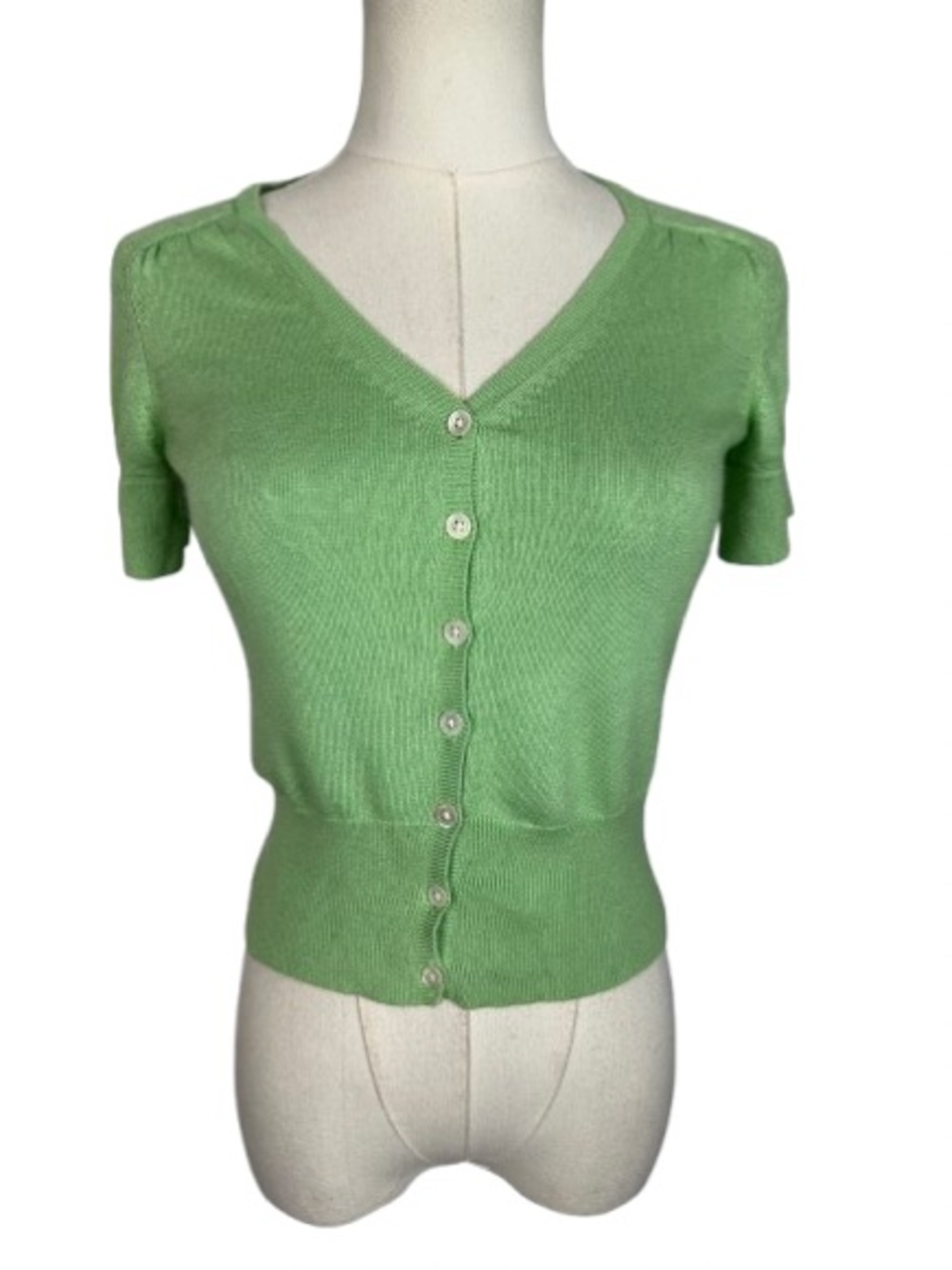 Banana Republic Light Green Short Sleeve Button-Front Top